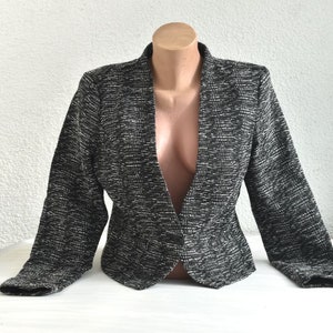 Vintage Noa Noa Jacket Blazer Size L Black White Cotton Fabric Womens Fall Winter Clothing Fashion European MCM Clothing