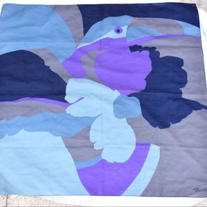Vintage 31 &quot;x 31&quot; BELLEZA Italia Bufanda Pañuelo Cuadrado Geométrico Bandana Raya Púrpura Poliéster Unisex Europea MCM Moda