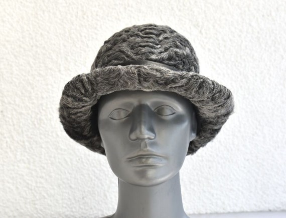 Vintage Astrakhan Fur Hat Gray Karakul Fur Persia… - image 2