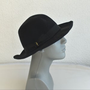 Vintage Borsalino Antica Casa Size 60 Italy Fedora Hat Trilby Black Felt Wool Men&#39;s Italian MCM Fashion Mens Accessory European Fashion