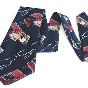 Vintage Seta-Lux Tie Necktie Abstract Blue Polyester European Mens Fashion Menswear Retro MCM Fabric Accessory For Him Fathers Mens Gift