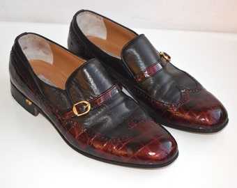 Vintage Sguro Exklusiv Storlek EU 40, US 9 Lågklackade Skor Svarta Röda Äkta Läder Casual Damskor Italiensk Mode Italiensk MCM