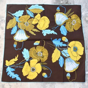 Vintage Brown Yellow Blue Scarf Headscarf Square Floral Polyester Retro Unisex Scarves Clothing Accessory European MCM Clothing Fashion