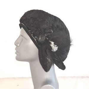 Vintage Fritsch Vocklabruck Black Flower Women&#39;s Beret Hat Polyester Fall Winter Elegant Retro Womenswear MCM European Fashion