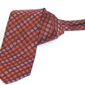 Vintage Eterna Excellent Silk Tie Necktie Red Orange Germany  European Mens Fashion Menswear Retro MCM Fabric Accessory Fathers Mens Gift