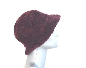 Vintage FRANGI Bucket Cloche Bonnet Brimmed Hat Black Red One Size Women Accessory Fall Winter MCM Italy Italian Fashion European