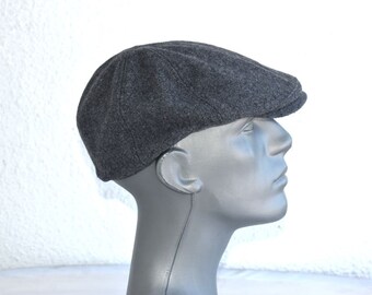 Vintage Gray 100% Pure Wool Mens Flat Cap Baker Boy Wool Hat Cap Newsboy Headgear for Him Unisex Mariner Boy Asian Fashion