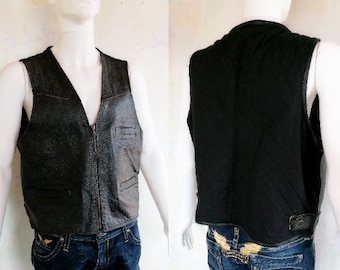 Vintage ROCKY lederen vest Western Cowboy heren lederen vest lederen vest maat L herenvest