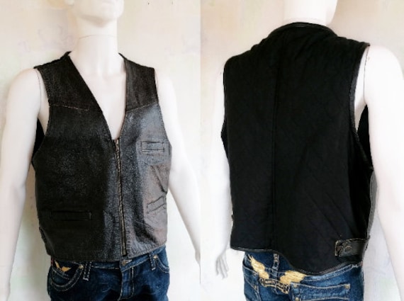 Vintage ROCKY Leather Vest Western Cowboy Men's L… - image 1