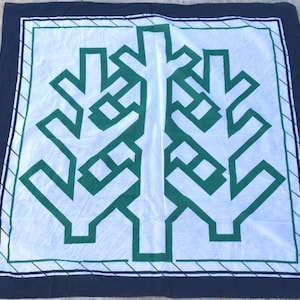 Vintage 30 &quot;x 30&quot; bufanda algodón azul blanco verde pañuelo cuadrado pañuelo cuello bufanda Unisex Italia italiano europeo MCM moda