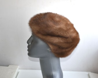 Vintage Adolfo II New York Paris Brown Mink Fur Beret  display picture 1