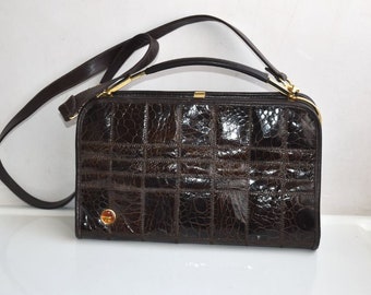 Vintage Zenith Italy Brown Genuine Leather Crocodile Pattern Handbag Shoulder Bag Fashion European Minimalist MCM Women