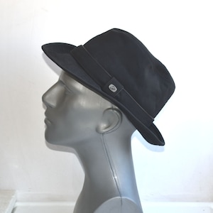 Vintage Borsalino Size 57 Italy Fedora  Hat Trilby Black Cotton Men&#39;s Italian MCM Fashion Mens Accessory European Fashion