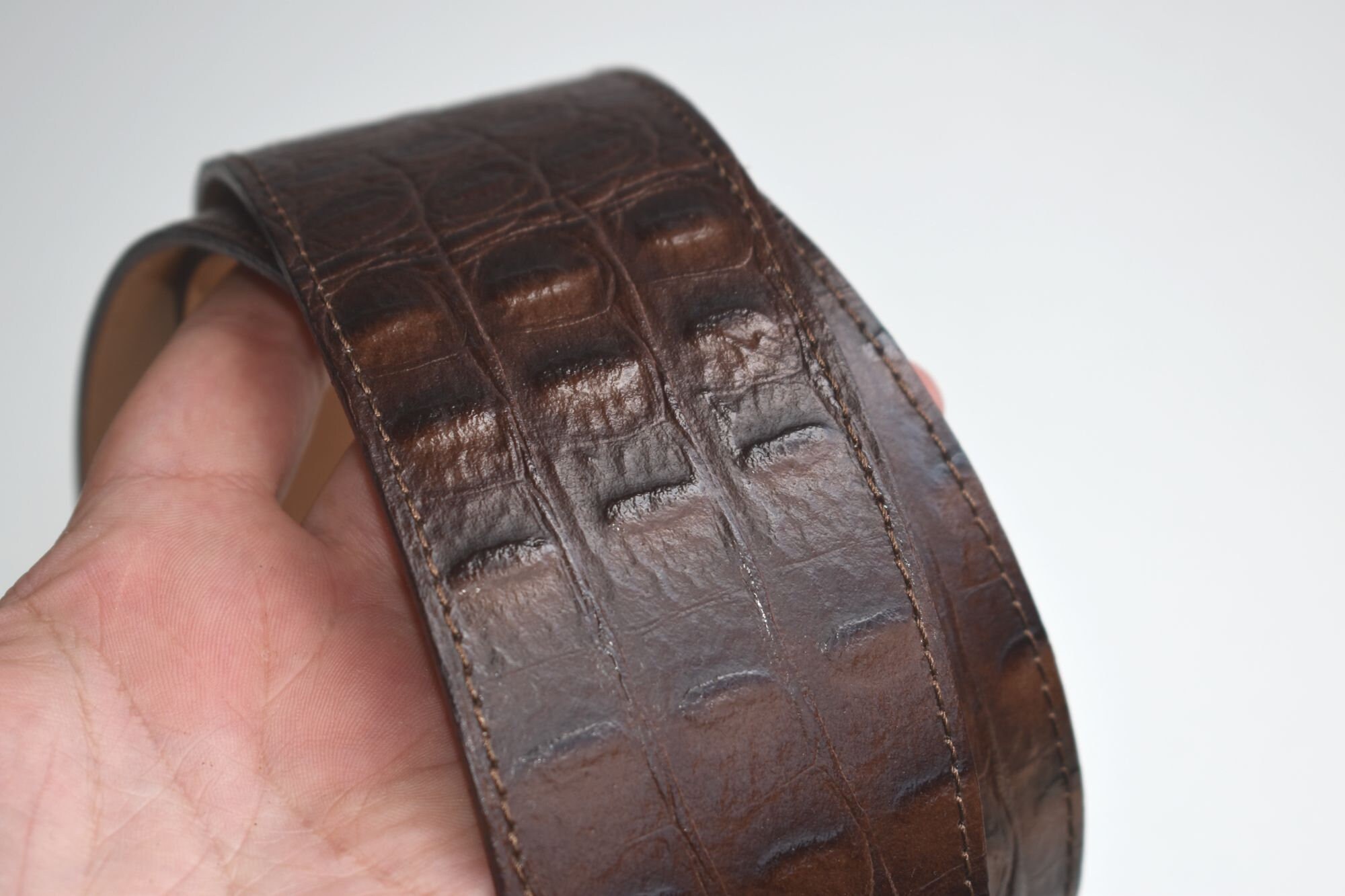 Vintage Gidding-Jenny Brown Crocodile Pattern Belt, Made in 