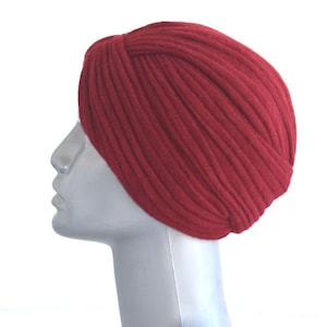Vintage Dark Red Turban Hat Wool Polyester One Size Women Accessory Winter Fall MCM Mid Century Modern European Fashion