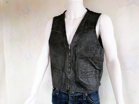 Vintage ROCKY Leather Vest Western Cowboy Men's L… - image 2