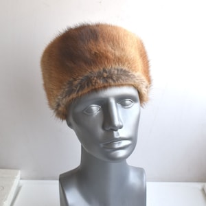 Chapéu de inverno vintage real pele de vison inverno kubanka cossaco pillbox chapéu um tamanho acessório feminino europeu mcm moda