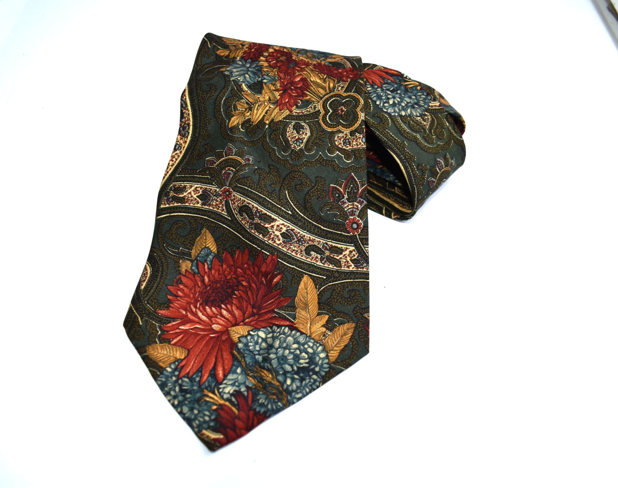 Vintage Atwardson Tie Necktie Floral Pattern Italy European Mens Italian Fashion Menswear Silk Fabric Accessory For Him