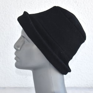 Sombrero cloche vintage de color negro, 100 % lana, talla única, accesorio para mujer, invierno, otoño, MCM, moda europea moderna de mediados de siglo