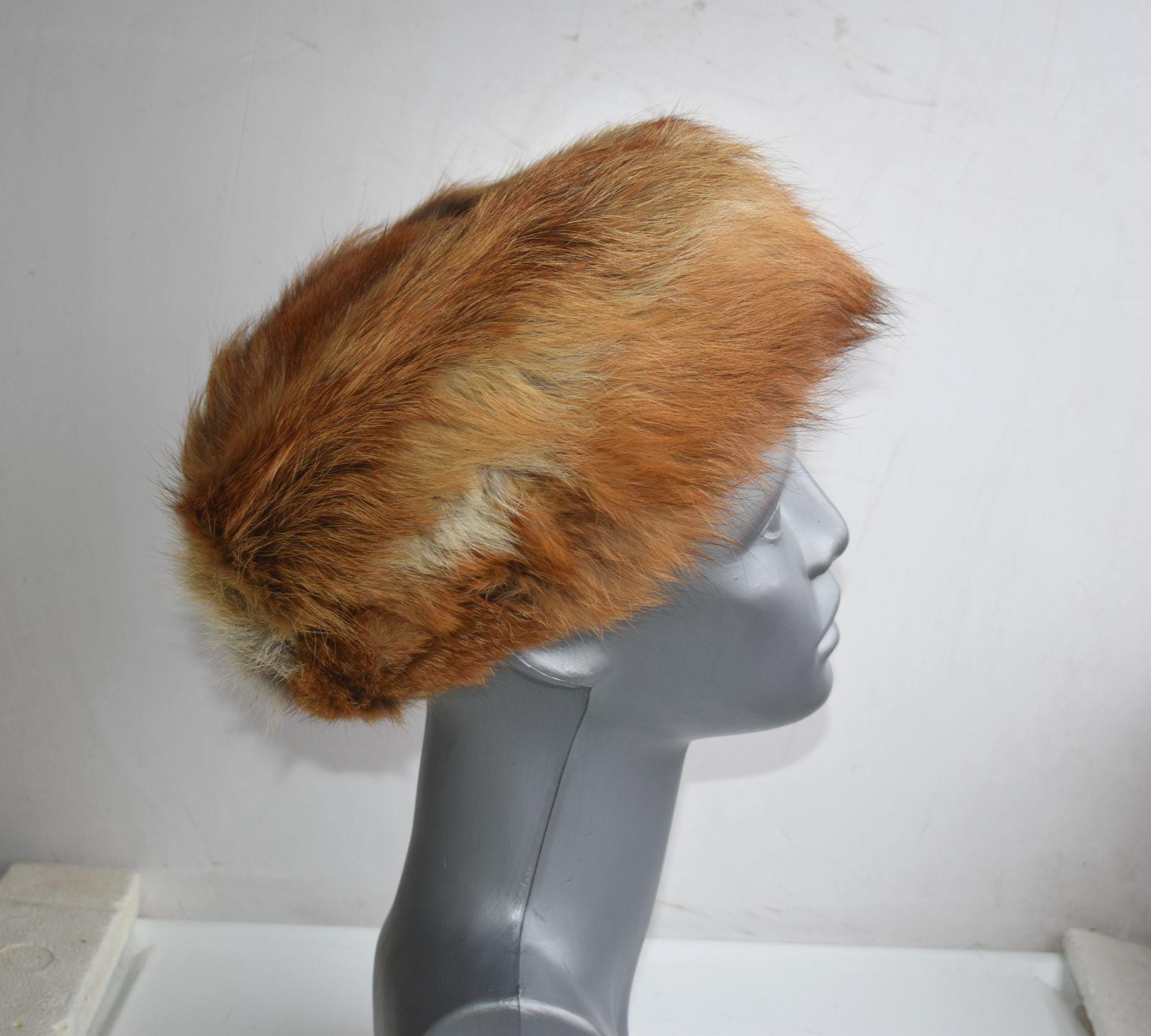Fur Beret Soviet Union Retro Pillbox Vintage hat 1940s Ladies Vintage Hat Tan Mohair Angora Pillbox w Wool  main image 2