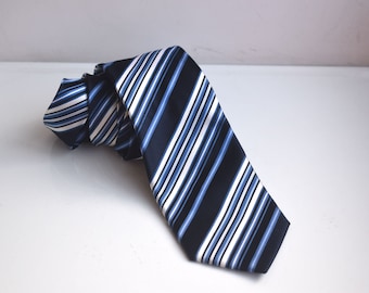 Vintage Giro Moda Corbata Azul Blanco Rayas Corbata Italia Europea Hombres Moda Ropa de Hombre Retro Tela de Seda Accesorio para Él Padres Regalo de Hombres