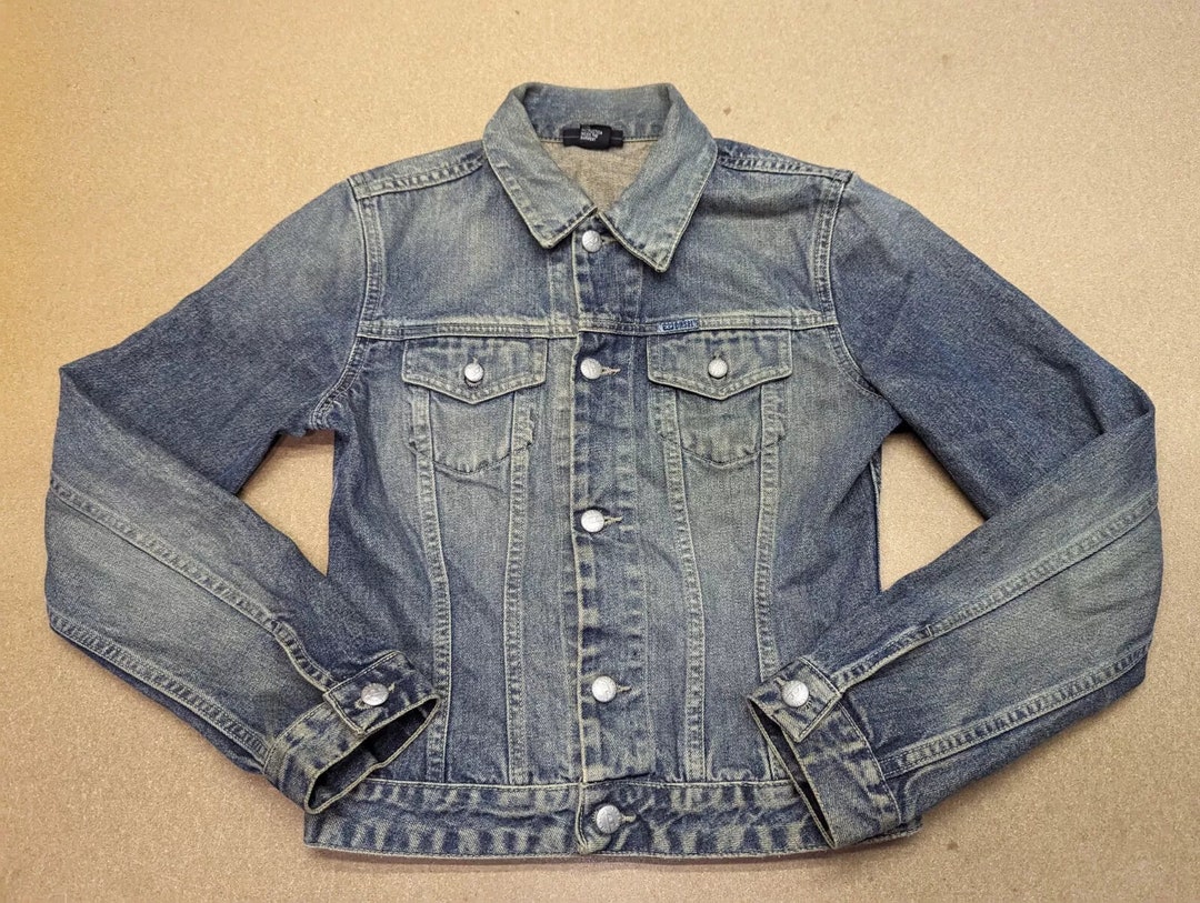 Vintage Diesel Damenjacke Denim Größe M Distressed Dark Wash Damen