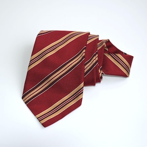 Vintage Del Sarto Milano Cotton Tie Necktie Red Yellow European Mens Italian Italy Fashion Menswear Retro MCM  Accessory Fathers Mens Gift