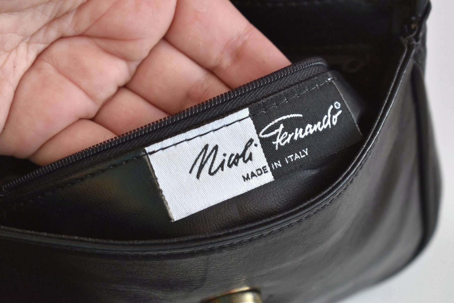 Vintage Nicoli Fernando Black Patent Small Bag Crossbody Leather