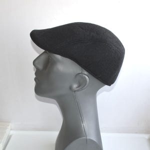 Vintage Mens Flat Cap Size 57 Dark Gray Black Baker Boy Polyester Hat Cap Newsboy Ear Flap Unisex Mariner Boy Hat European Fashion