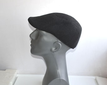 Vintage Mens Flat Cap Size 57 Dark Gray Black Baker Boy Polyester Hat Cap Newsboy Ear Flap Unisex Mariner Boy Hat European Fashion