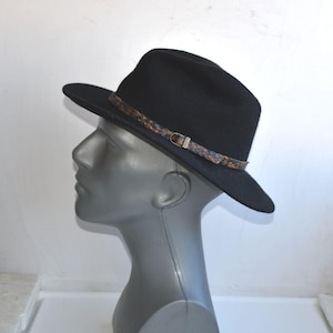 Vintage Black Felt Wool Size 55 Italy Fedora Hat Trilby  Men&#39;s Italian MCM Fashion Mens Accessory European Fashion
