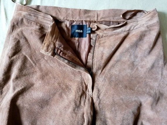 Vintage Soft Suede 100% Real Leather Capri Pants … - image 5