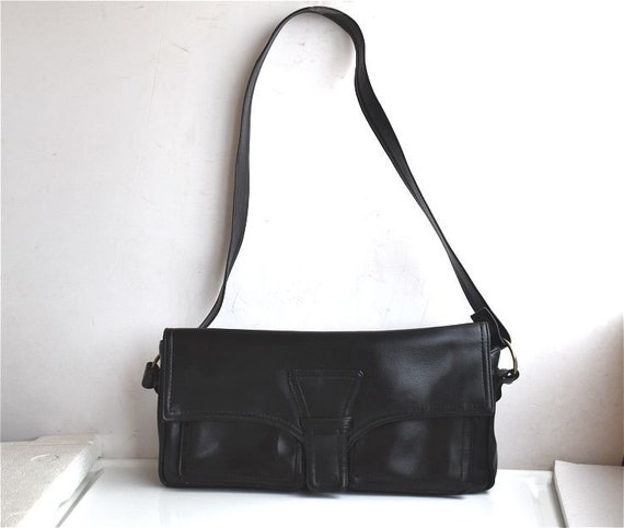 Vintage LOLISE Black Genuine Leather Shoulder Bag… - image 1
