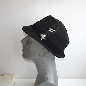 Vintage Diesel 1978 Size 56 Italy Fedora Hat Trilby Black Felt Wool Men&#39;s Italian MCM Fashion Mens Accessory European Fashion
