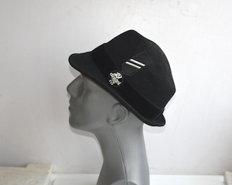 Vintage Diesel 1978 Size 56 Italy Fedora Hat Trilby Black Felt Wool Men's Italian MCM Fashion Mens Accessory European Fashion
