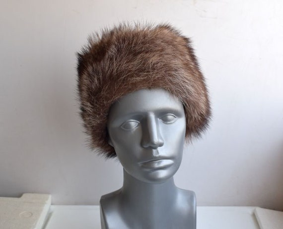 Vintage Winter Brown Hat Raccoon Racoon Real Fur Winter 