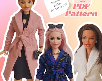 PDF Doll Clothes Pattern for CURVY & REGULAR Fashion Doll