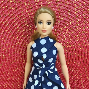 Handmade Polka Dot Summer Dress for Curvy Fashion Dolls