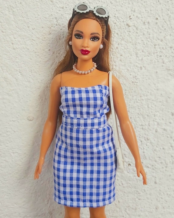 Blue Gingham Summer Dress for Curvy 11.5-inch Fashion Doll - Etsy
