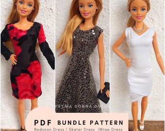 PDF Doll Clothes BUNDLE Pattern for REGULAR Fashion Doll