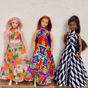 Printed Halter Dress for Curvy 11.5-inch Fashion Doll