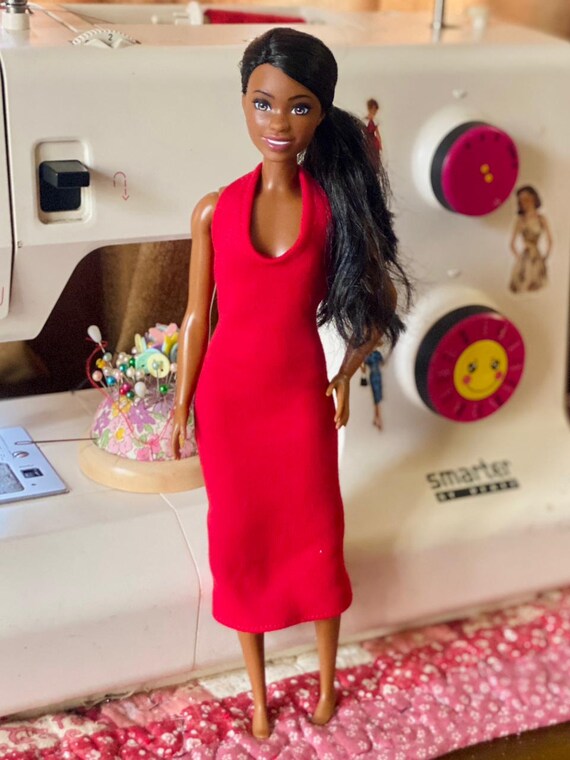 Red Halter Midi Dress for Fashion Doll - Etsy Red Halter Midi Dress for Fashion Doll - Etsy