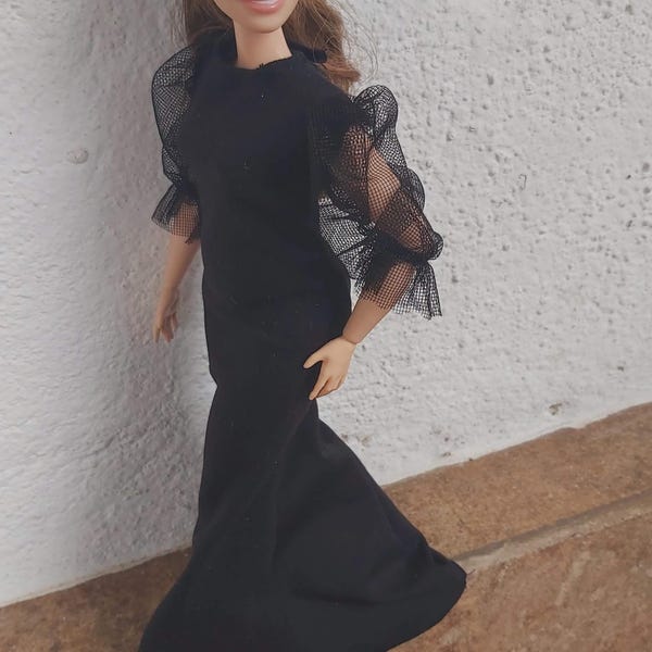 Black Maxi Dress for 1:6 Scale Fashion Dolls