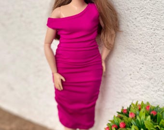 Ruched Bodycon Dress for Curvy 11.5-inch Fashion Doll