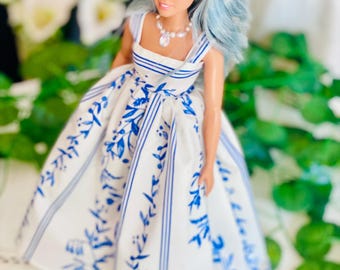 Bridgerton-Inspired Evening Dress for 1/6 scale fashion dolls