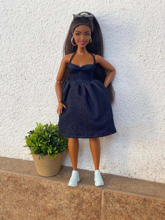 long denim midi dress Warren in Dark Wash summer-pregame Sparkly Dusty Blue A-line Color:Excalibur and is made of