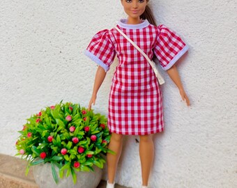 Gingham Dress for 11.5-inch Curvy Fashion Doll