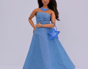 Gingham Maxi Dress for 1/6 Scale Fashion Dolls
