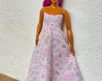Pink Floral Cotton Maxi Dress for 11.5-inch Fashion Doll