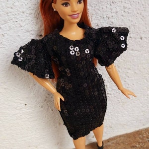 Handmade Sequin Evening Dress for Curvy Fashion Doll